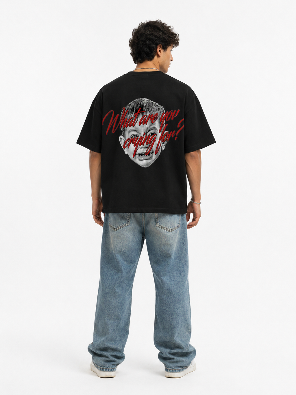 Crying For? Oversized Boxy Fit T-Shirt - Black Coldwrld