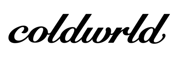 The wordmark 'coldworld' in black cursive script on a plain white background.