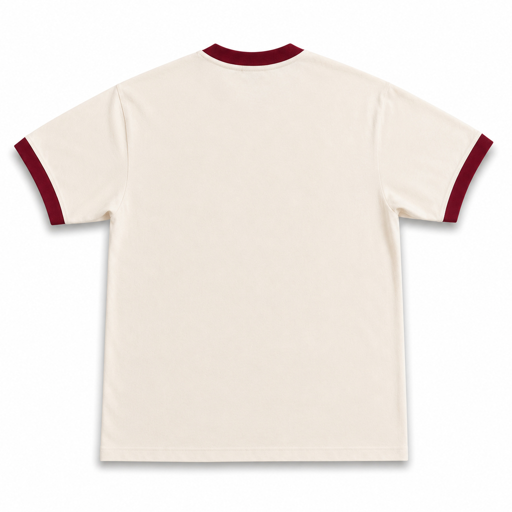 Ringer Tee - White & Maroon COLDWRLD