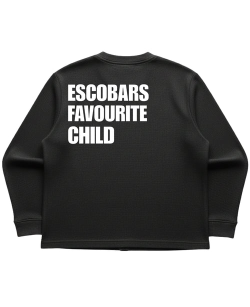 Black waffle knit oversized full-sleeve Back Design