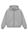 Grey Boxy Double Zipped Hoodie Front Design