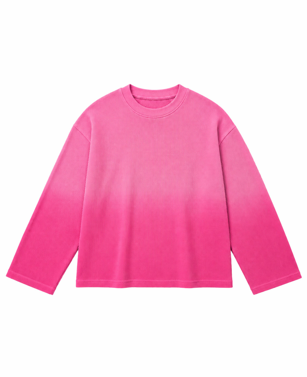Pink Ombré Waffle Knit Oversized Full-Sleeve Front Design